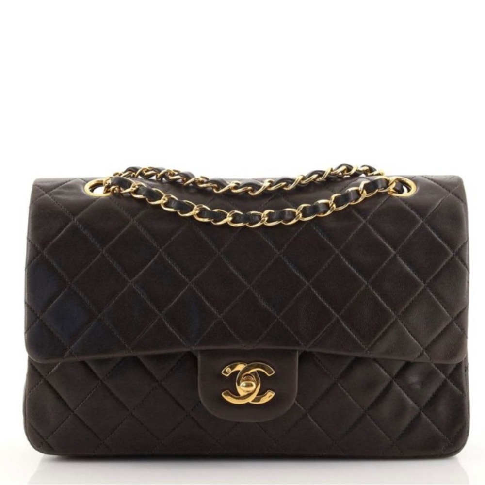 Chanel Vintage Classic Double Flap Bag Quilted
Lambkin Medium Black